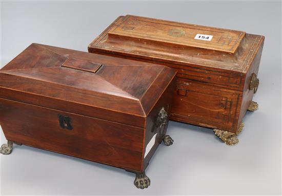 Two Regency Sarcophagus tea caddies 17 x 31 x 15cm